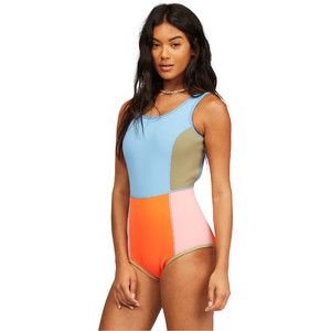 2021 Billabong Womens Seaker 1mm Reversible One Piece Swim Suit ABJW600100 - Heat Wave